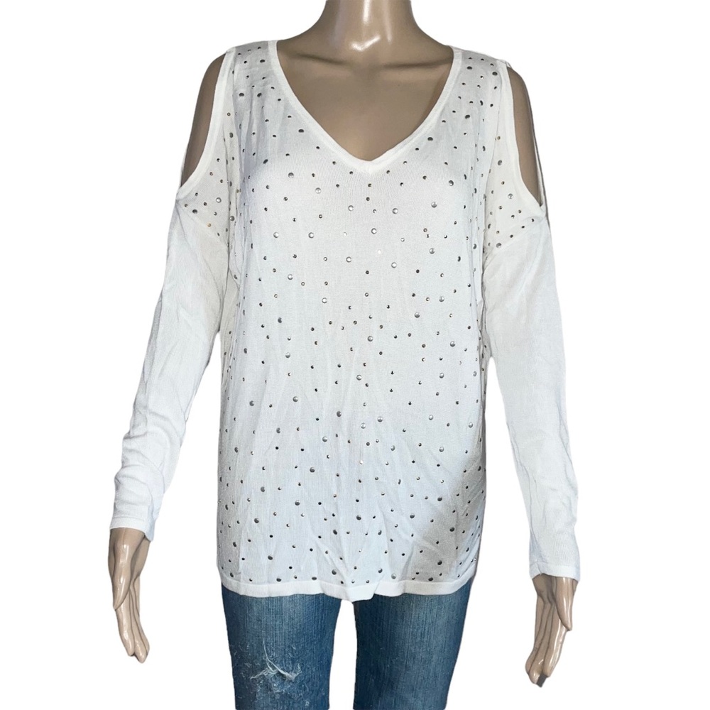 Bisou Bisou cold shoulder studded sweater